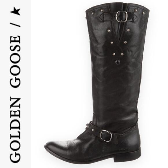 Golden Goose Kate  Studded Leather Limited Edition Motorcycle Boots Blk SZ 36 - Picture 1 of 13